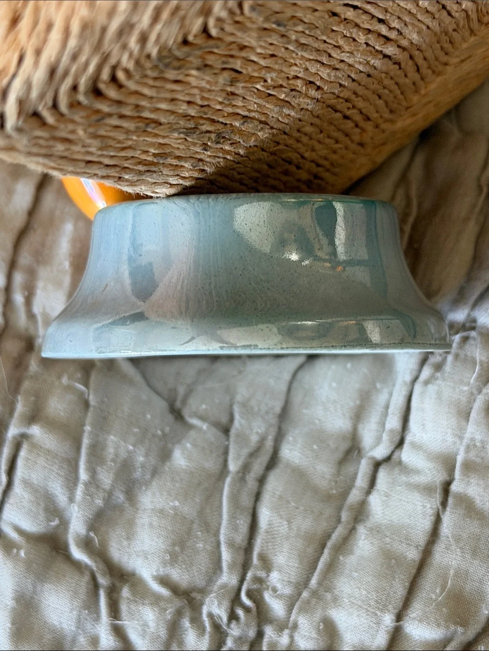 Made in Japan vinegar ring holder Orange bird blue luster dish bottom
